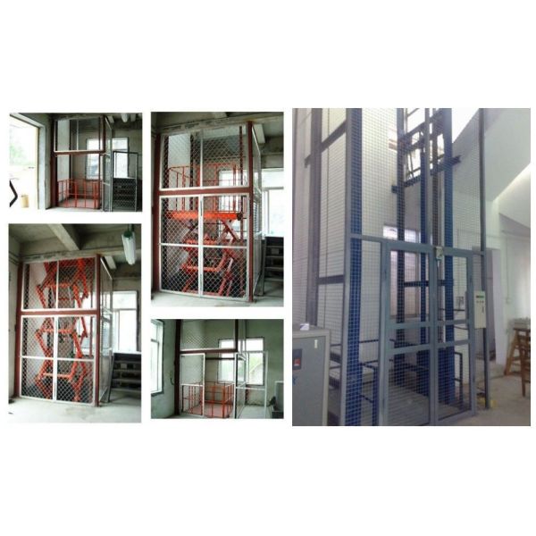 CE 5.5m Vertical Hydraulic Elevator Lift with Guide Rail Checkered steel plate Platform