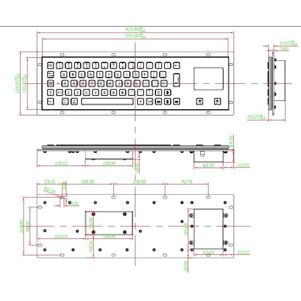 20mA IP65 Stainless Steel Industrial Keyboard 64 Keys