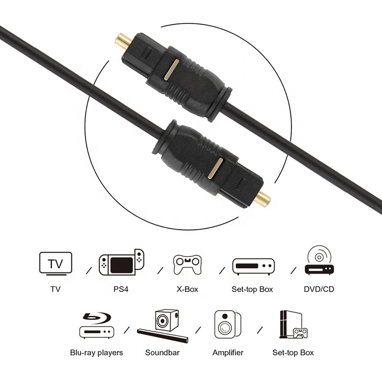 Customization Durable Thin 1M 2 M 3M 5M Fiber Optic Spdif Gold Optical Digital Audio Toslink Cable