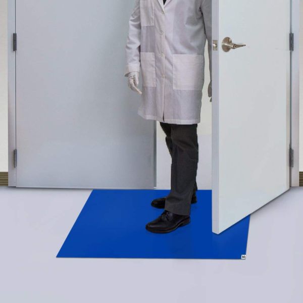 Cleanroom ESD Sticky Mat Blue White 35-50μm PE Film Dirt Removal