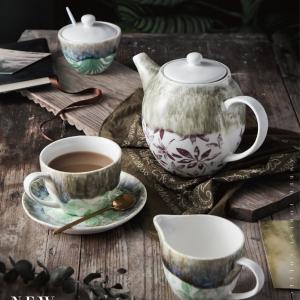China 1000cc Demitasse Decorative Flowering Bone China Teapot And Cup Set wholesale