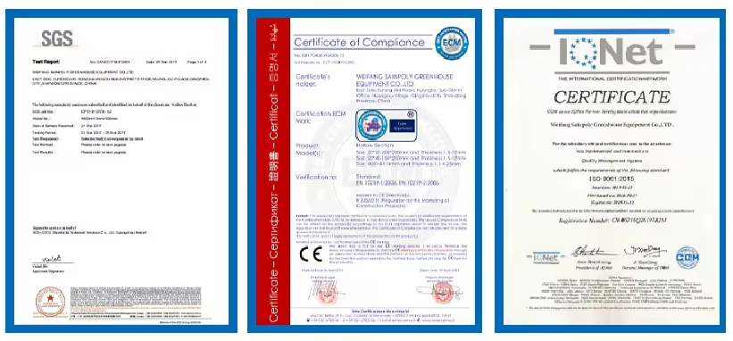 Galvanized Steel Frame Greenhouse multi span greenhouse Film Covering Space Efficient