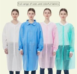 China Polypropylene Nonwoven PP SMS Lab Coat Disposable for Medical Dental Visitor by Doctor Nurse wholesale