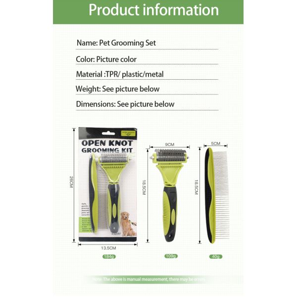 Pet Grooming Comb Set Custom Logo 2 In 1 Cat Hair Comb DogPower Source