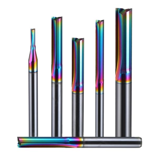 Manufacturer DLC Coating Cnc Router Tools Solide Carbide End Mill Wood Cutter Bit CNC 2 Flute Straight Bit 6mm