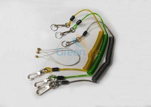 China Quick Release Colorful Tool Coiled Lanyards with Clips 2pcs and SS Split Ring and Wire loop connector wholesale