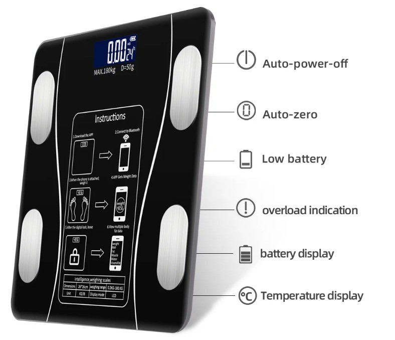 Intelligent Analysis Bluetooth Smart Body Scale with Household Bathroom and