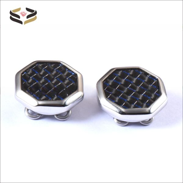 Carbon Fiber Inlay Cufflinks Tie Clips Button Covers For Men Dress Shirt And Tux Shirt