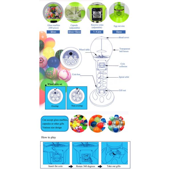 Bouncing Ball Capsule Toy Vending Machine Stand Spiral For Candy Gumball