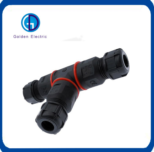 T Shape 3 Pin 250V 24A IP68 Waterproof Connector Cable Wire Gland Sleeve Connector Quick Connect Waterproof Connector