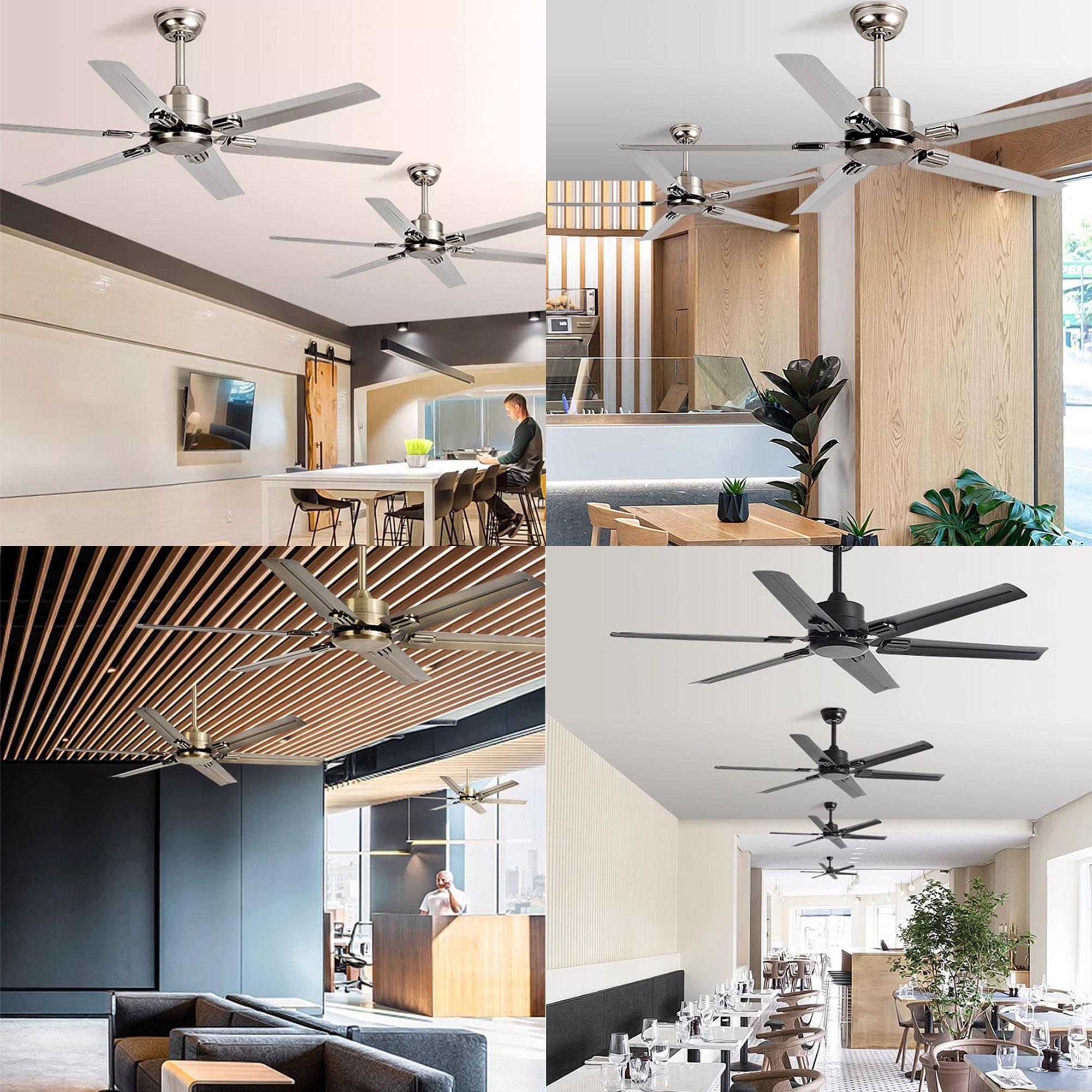 Manufactory NEW Style 48 52 56 Inches Dc Ac Modern Indoor Energy Efficient Stainless Steel / Wood Blades Ceiling Fan With Led Light