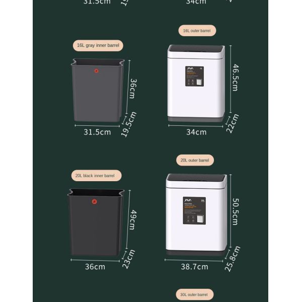 Living Room Home Kitchen Automatic Storage Bin with Lid Factory Wholesale Smart Sensor Stainless Steel Trash Can