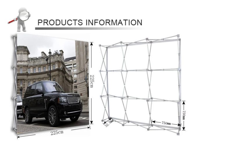 Portable Trade Show Backdrop Stand Various Shapes Detachable Frame 250g Fabric