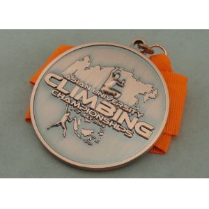 3D Asia University Climbing Die Cast Medals In Size 2.0 Inch, Antique Gold and