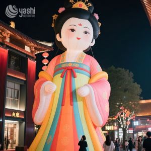 Lifelike Chinese Balloon Inflatable Cartoon Characters Outdoor LED Lighting
