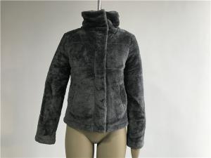 China Charcoal Ladies Fake Fur Coats , Regular Length Faux Fur Women's Jacket TW8504 wholesale