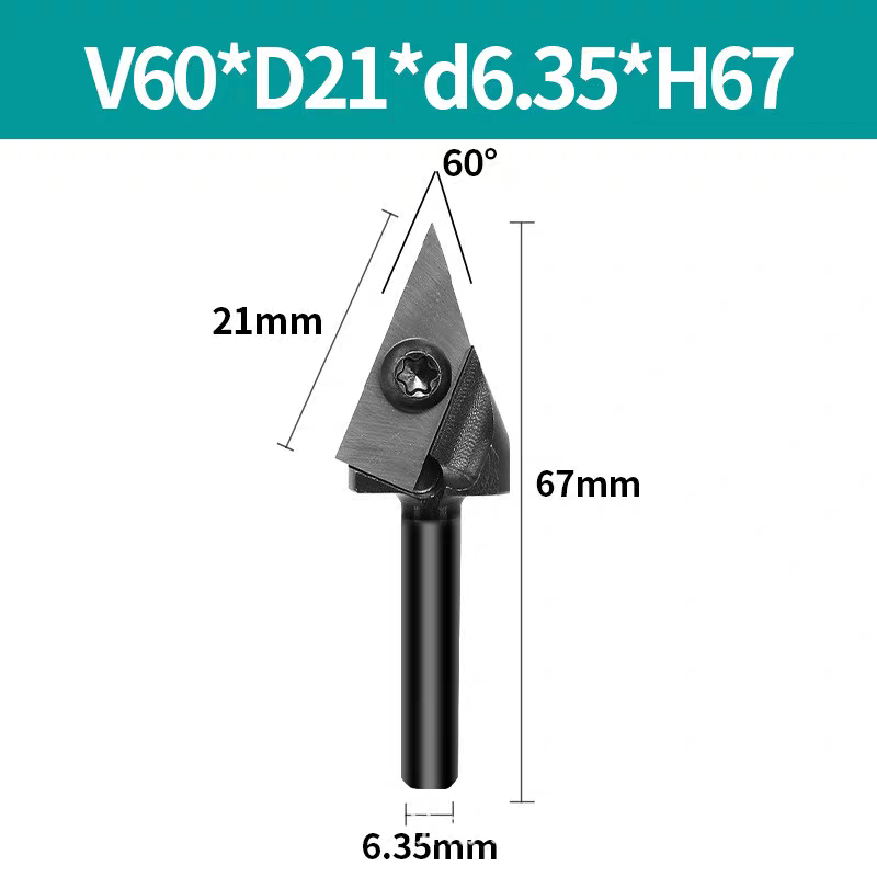 3D V Knife Wood Trim Router Bit For Planing Slabs Helical Spiral Cutter Head