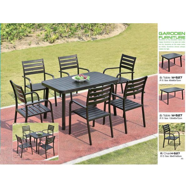 Garden Metal Dining Set / Cast Aluminum Outdoor Furniture Table And Chair