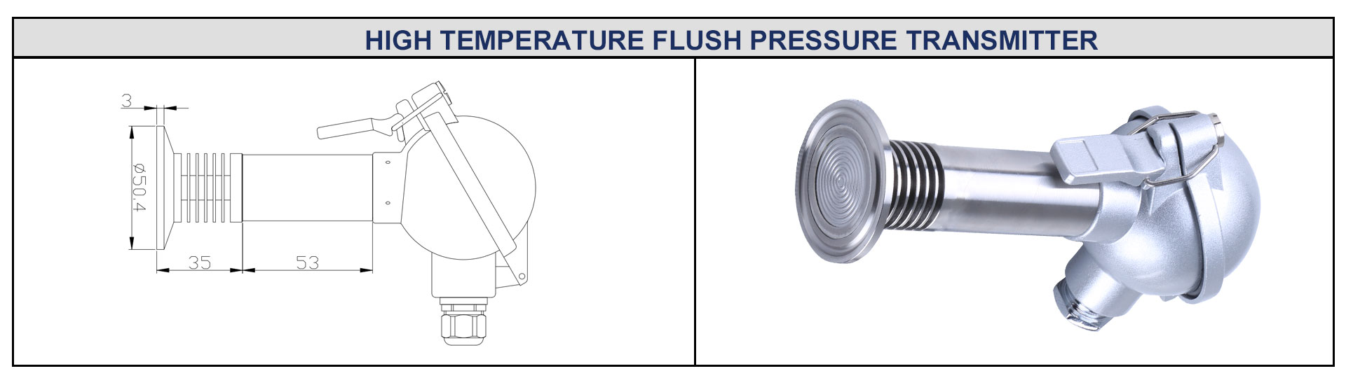 4-20mA Flush Diaphragm Pressure Sensor Transmitter Flat Film Flange Transducer