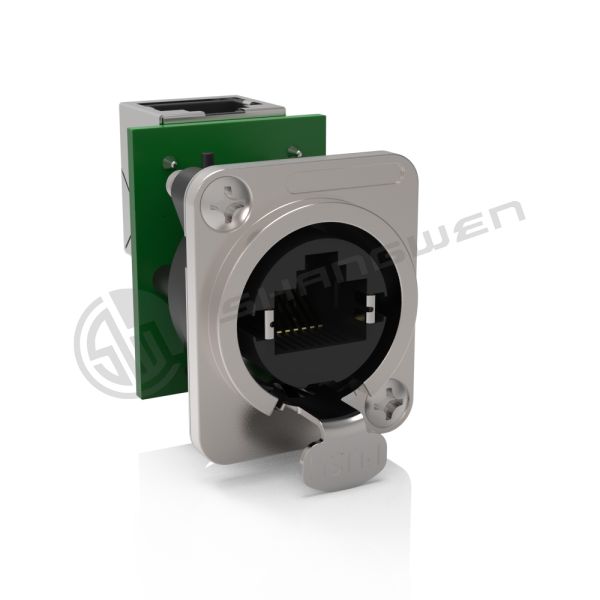 Signal Rj45 Female Connector Socket Indoor Use Latch Lock D Shape