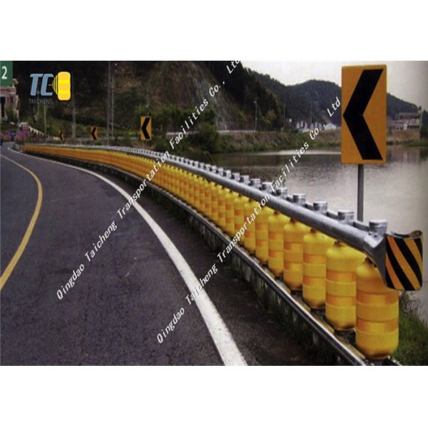 Safety Highway Road Roller Barrier Rolling Guardrail Yellow Anti Corrosion