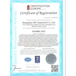 Zhengzhou MG Industrial Co.,Ltd Certifications