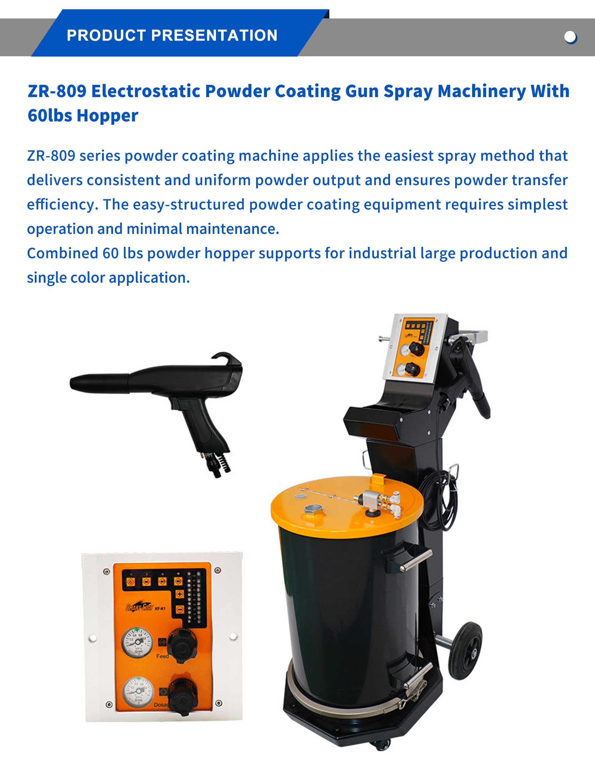 COLO Cheap Manual Electrostatic Powder Coating Machine For Metal Product Steel Substrates Consistent Paint Finish