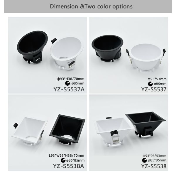 Black / White Mr16 Recessed Lighting Housing PC Material Shell For Diagonal Spotlight