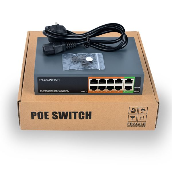 full metal case 8 ports 100Mbps IEEE 802.3af/a standard 96W power backplane bandwidth 2.0 Gbps uplink port POE switch