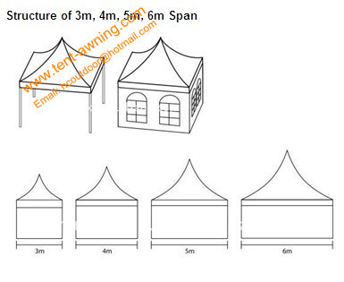 Pagoda Roof Top Tent, Steel Structure, Waterproof PVC, Customized Pagoda High Peak Tent