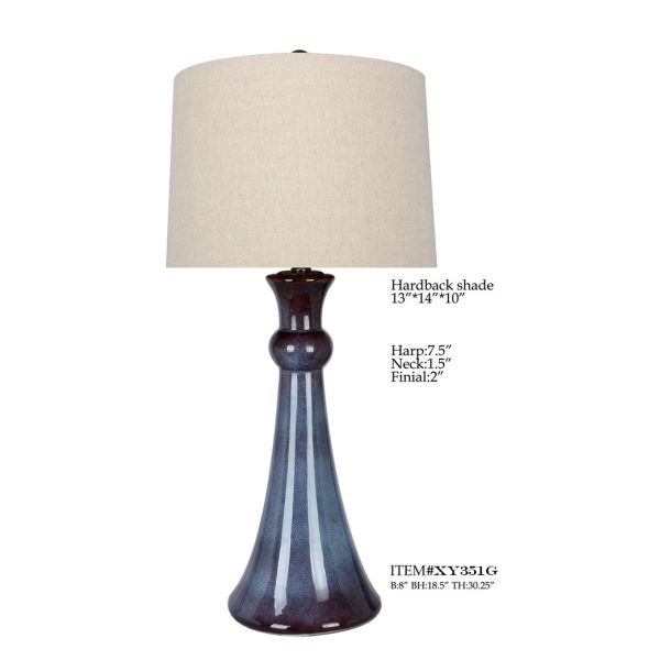 TC Porcelain Simple Modern Table Lamp 14*30.25" Blue White