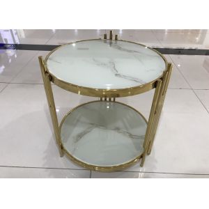 China Good Bearing Capacity 50cm Stainless Steel Glass Coffee Table on sale