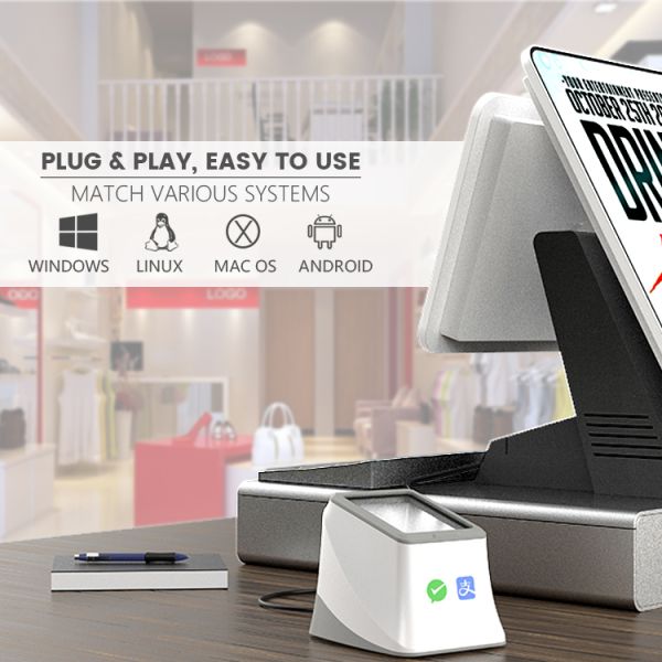 A WCMI Alipay Negative Scanner 2d Wireless bar Code Reader Desktop Barcode Scanner Platform
