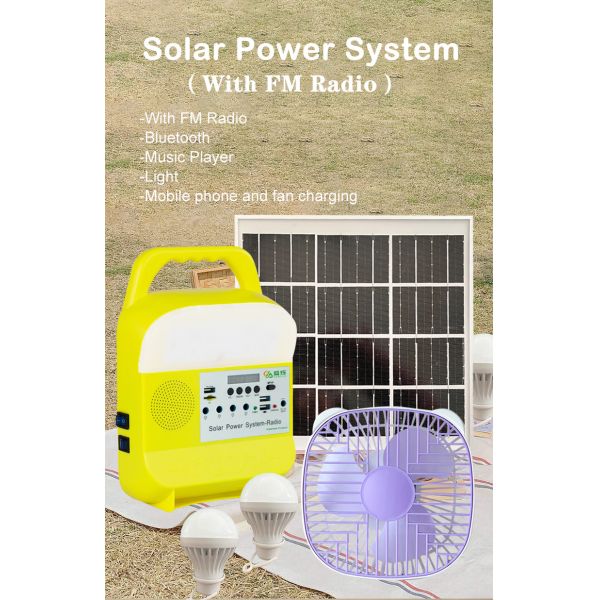 Mini Portable Solar Charging Station Solar Powered Lighting Radios System Kit For Home Use with fan