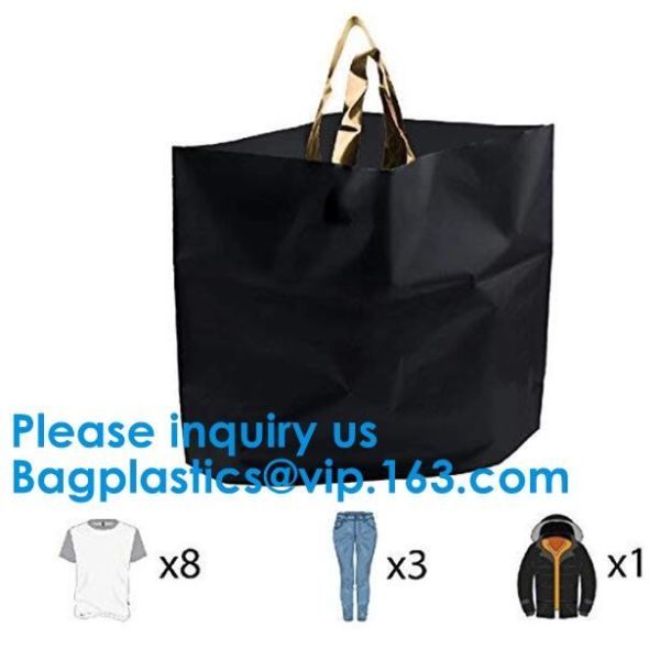 PLA COMPOSTABLE Biodegradable Plastic Trifold Handle Bag For Shopping Market, CLEAR FROSTED SOFT LOOP SHOPPER BAG
