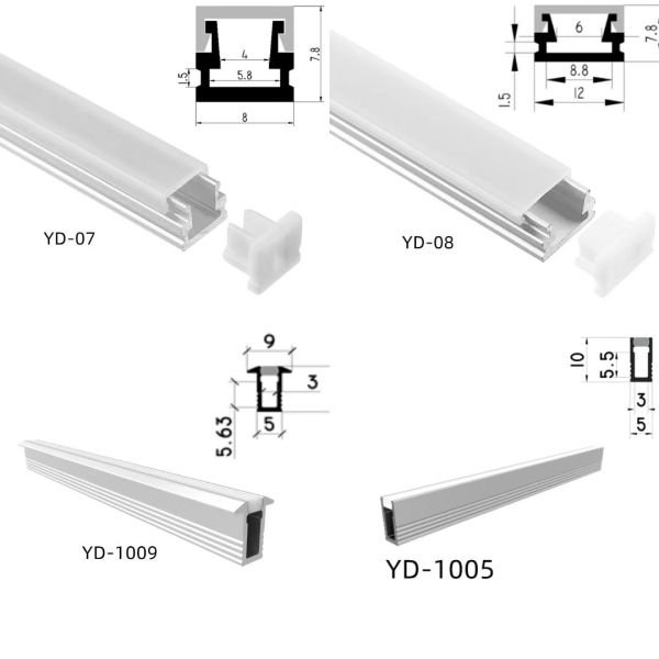 Stair Nosing LED Profile Small Aluminum LED Profile for Mini LED Strip Lighting Recessed Mounted