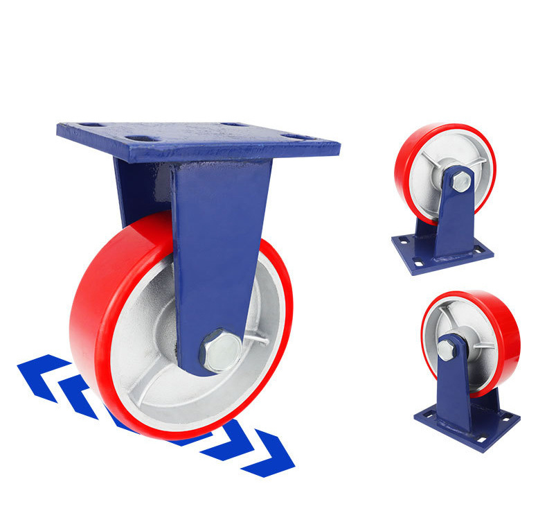1 Ton High Load Heavy Duty Trolley Wheel Iron Core Red PU Castor Wheel