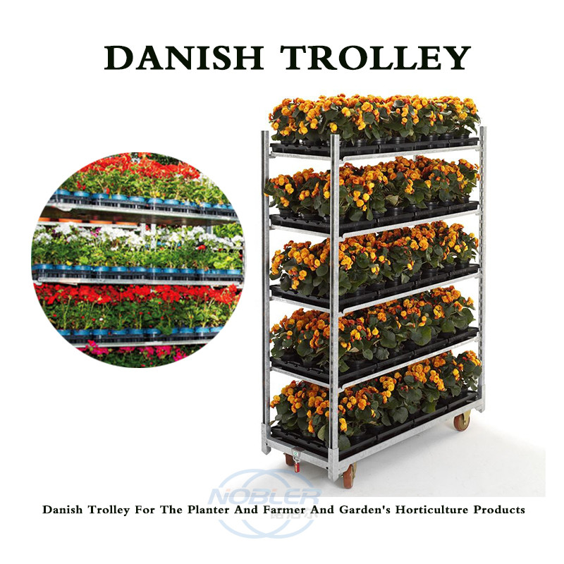 Outdoor Garden Horticultural Steel Danish Flower Trolley for Plant Nursery