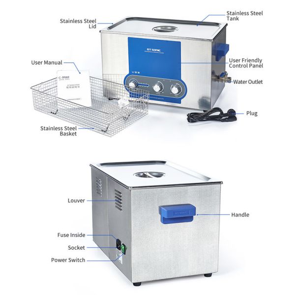 Adjustable Timer Lab Ultrasonic Cleaner 20 - 80 Celsius Heating 27L