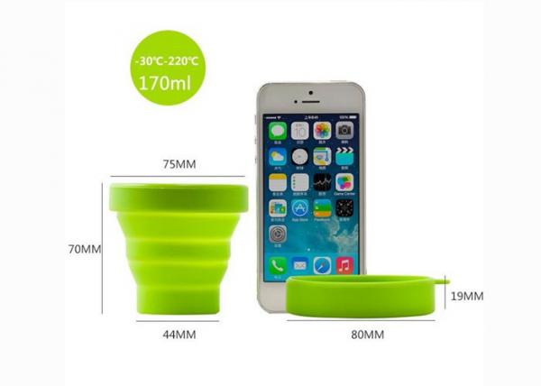 100% Silicone Travel Cup , Retractable Silicone Collapsible Cup With Customized Logo