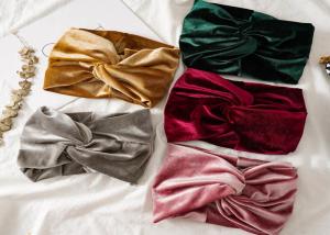 China Women golden gray pink velvet wide hair bands bag warm cloth hair accessories cross - border elastic hoop wholesale