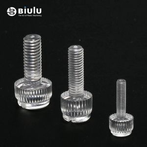 China Plastic PMMA Machining Slotted Knurled Rond Pan Head Transparent Screw wholesale