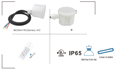 Compact Design Dimmable Motion Sensor MC054V RC 4 Series 1 - 10V Dimming