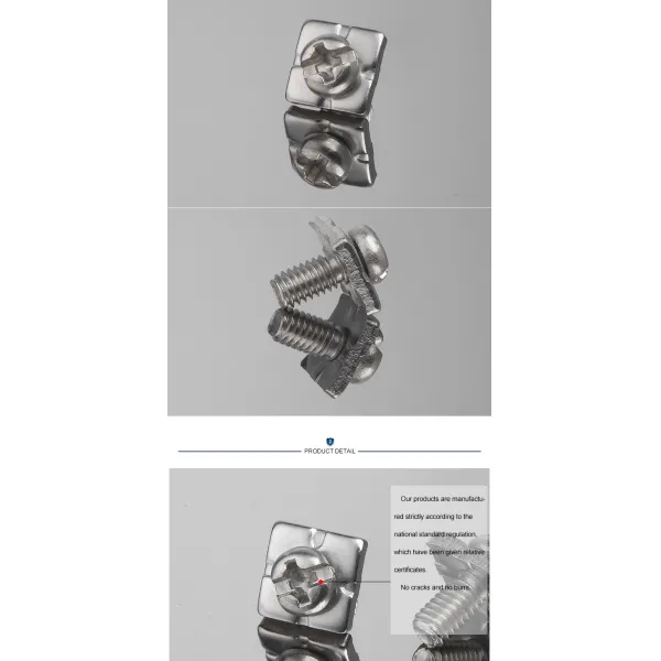 Plain Stainless Steel ss Pan Head cross recessed Combination Screw With Square Washer