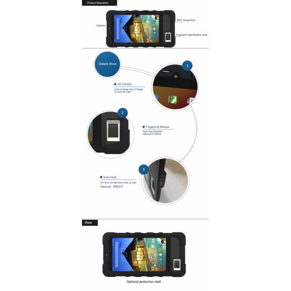 HFSecurity FP07 GPS 3G Warehouse Barcode Scanner Handheld Terminal Fingerprint Time Attendance Tablet