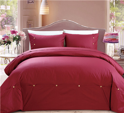 Sateen Stripe 4pcs Duvet Cover Set Solid Polyester Cotton Bedding set Twin/full/queen/king size