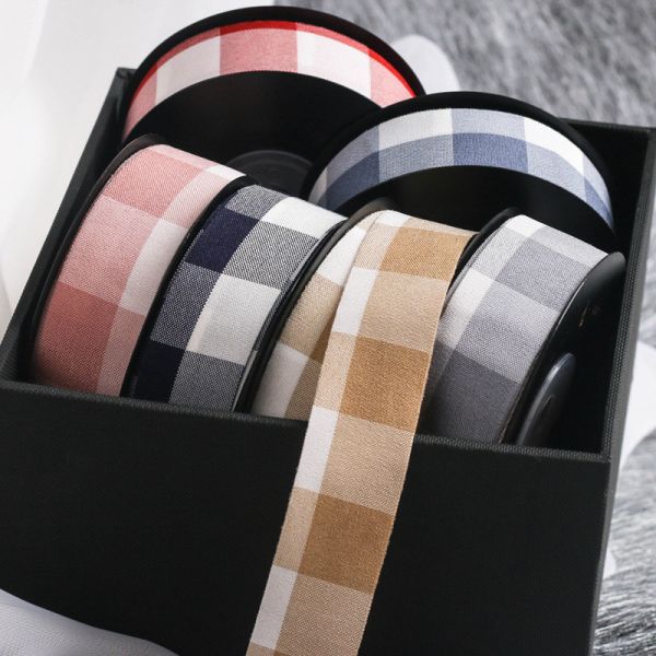 Black And White Checkered Wired Ribbon 7mm-40mm Polyester Ribbon Roll