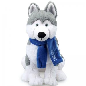China Short Plush Simulation Husky Stuffed Toy With Scarf ISO9001 on sale