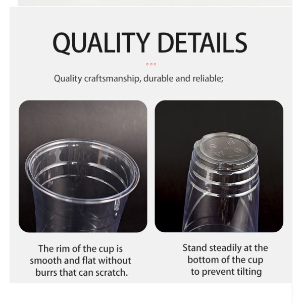 Custom Disposable PET Plastic Cups 96 Caliber 260ml 370ml 410ml 480ml Juice Drink Bubble Tea Cups