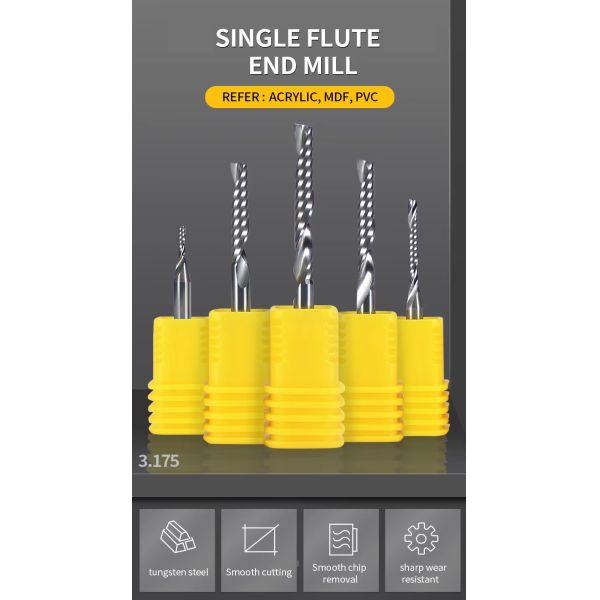 Good Quality Solid Carbide Single Flute End Mill for Acrylic CNC Router Bit Milling Cutter Online Wholesale Supplier